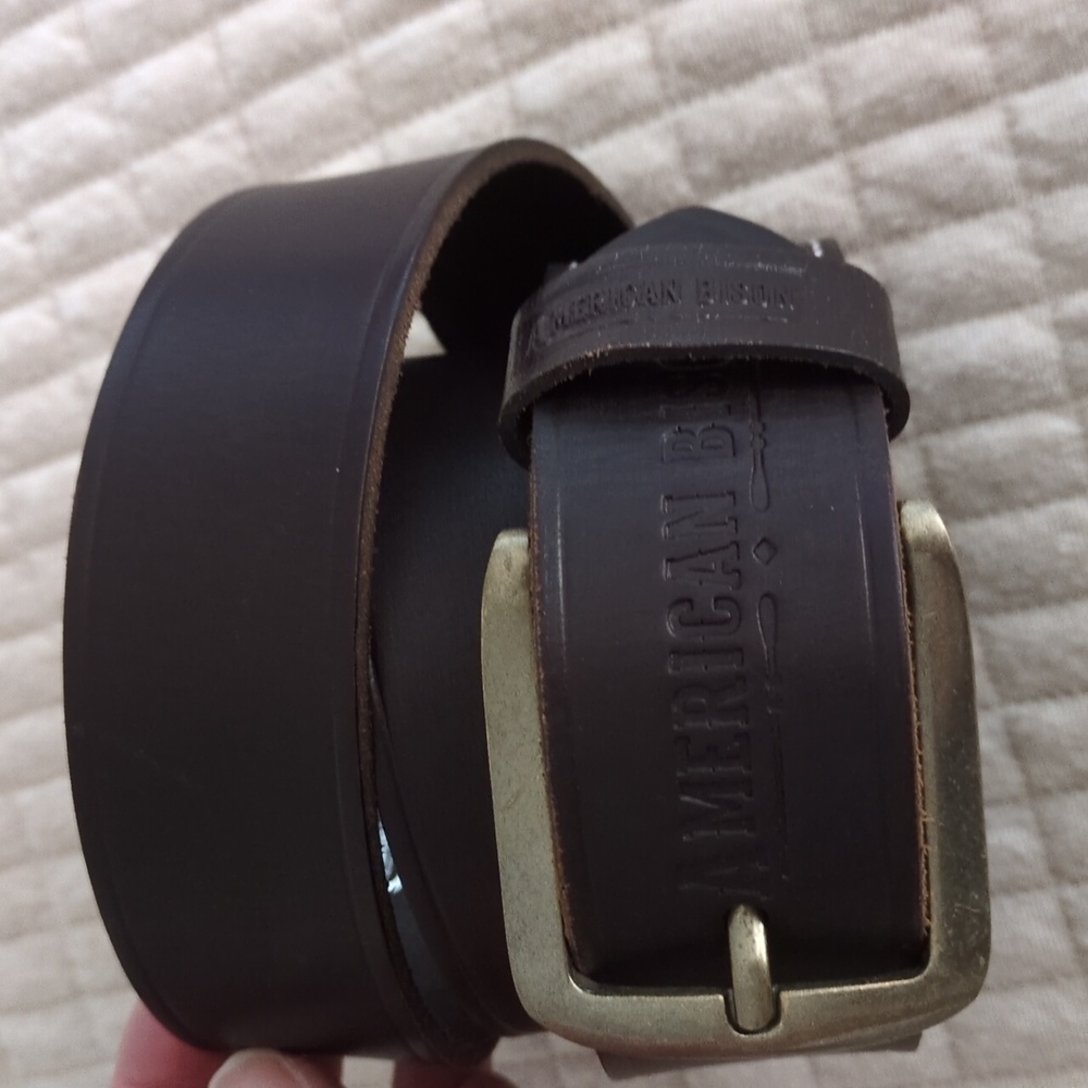 American Bison Dark Brown Leather Belt 36 - Picture 4 of 13